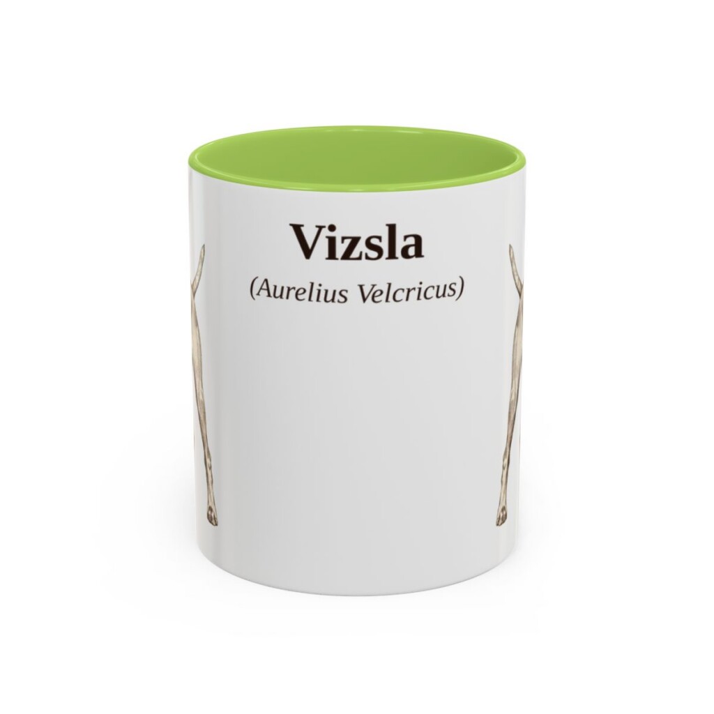 11oz-vizsla-mug-latin-light-green 11oz Vizsla Latin Mug, Light Green, front view