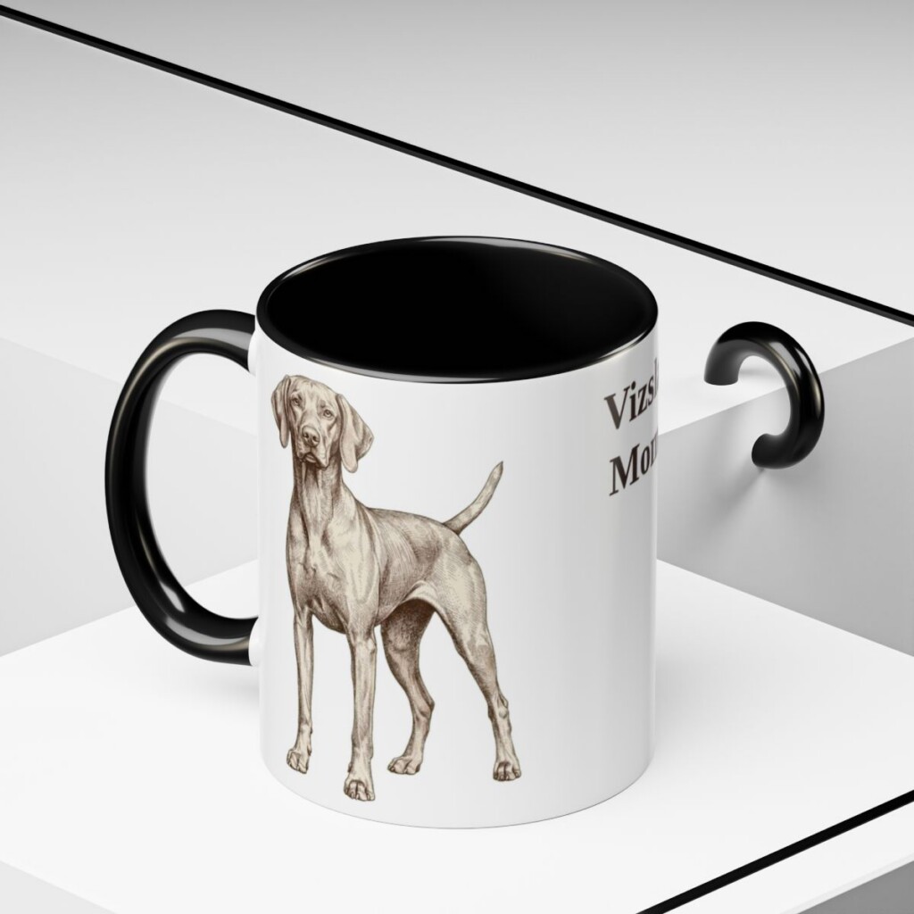 11oz Vizsla Dog Mom Mug, Black, lifestyle photo