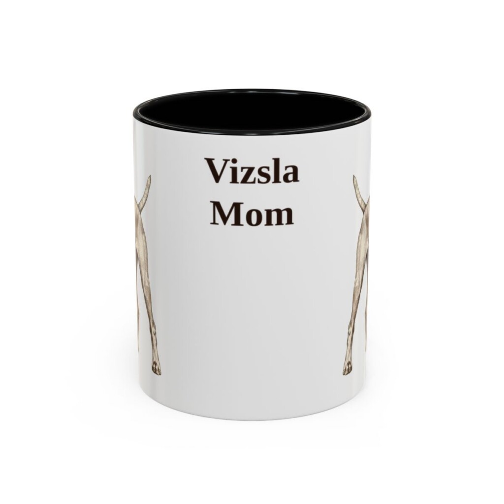 11oz Vizsla Dog Mom Mug, Black, front view