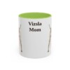 11oz Vizsla Dog Mom Mug, Light Green, front view