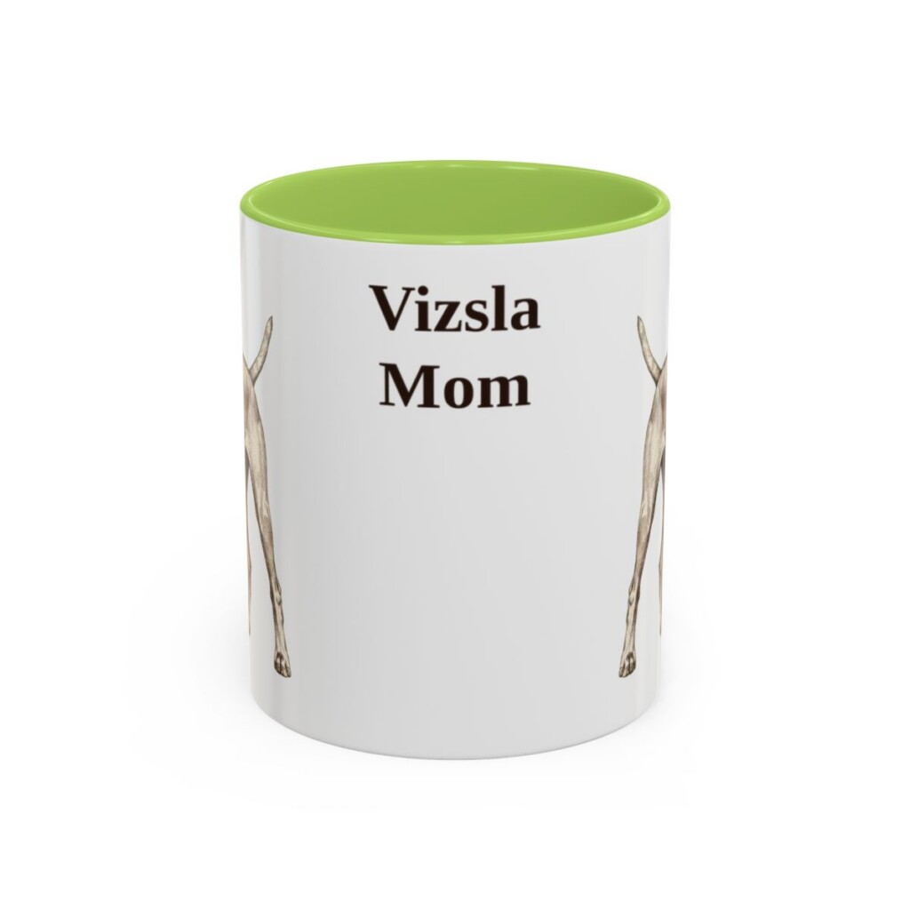 11oz Vizsla Dog Mom Mug, Light Green, front view