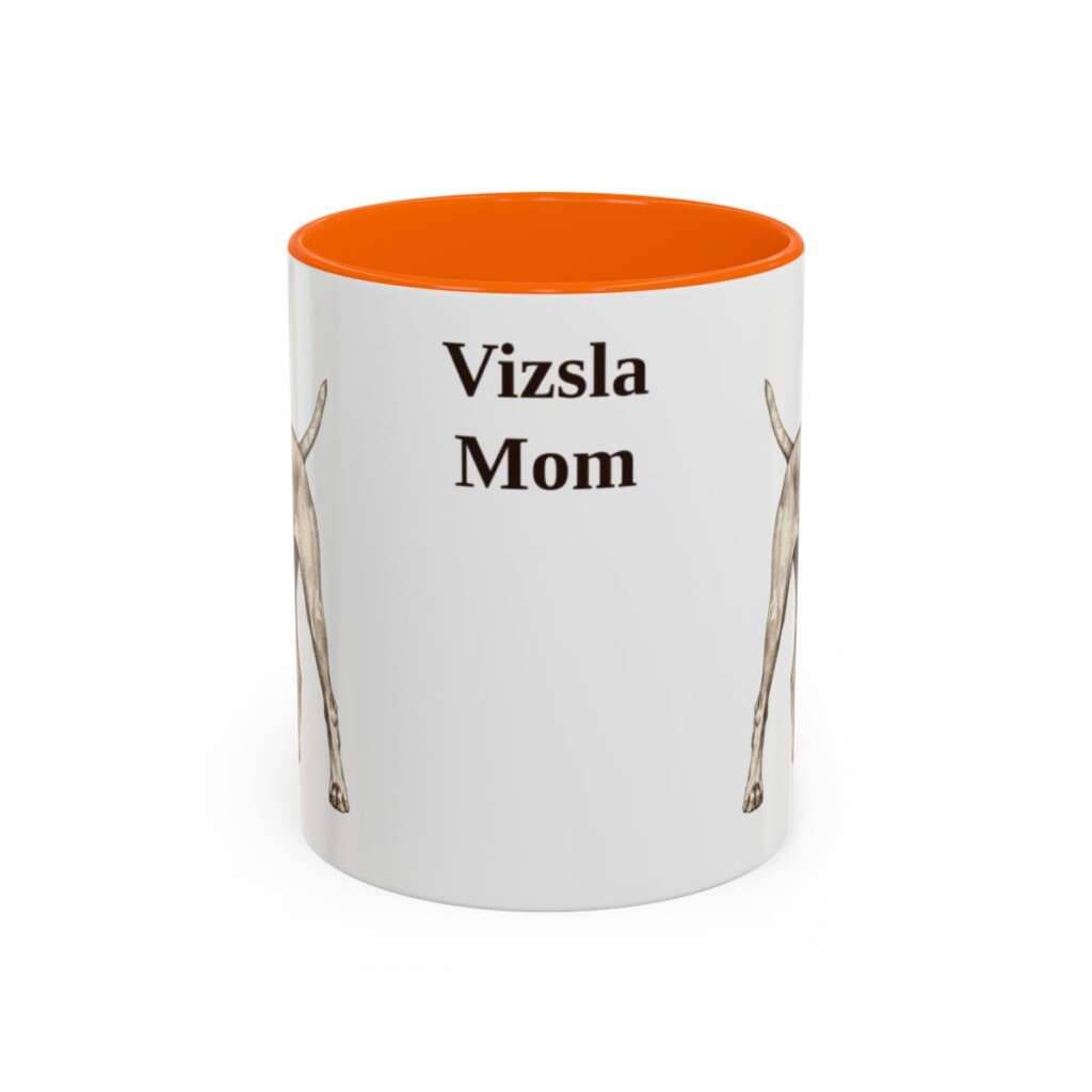 11oz Vizsla Dog Mom Mug, Orange, front view