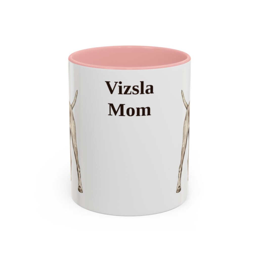 11oz Vizsla Dog Mom Mug, Pink, front view
