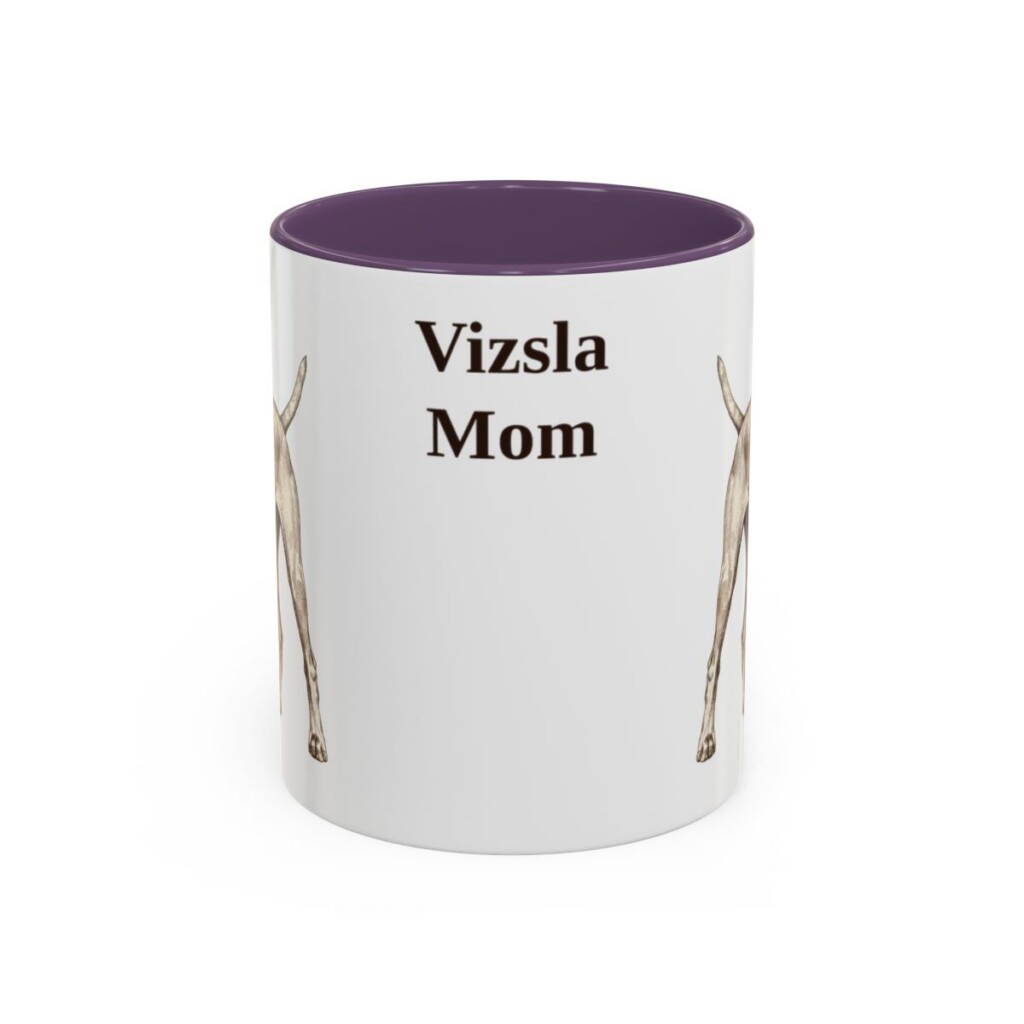 11oz Vizsla Dog Mom Mug, Purple, front view