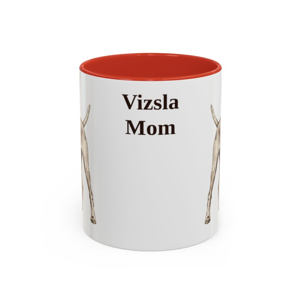 11oz Vizsla Dog Mom Mug, Red, front view