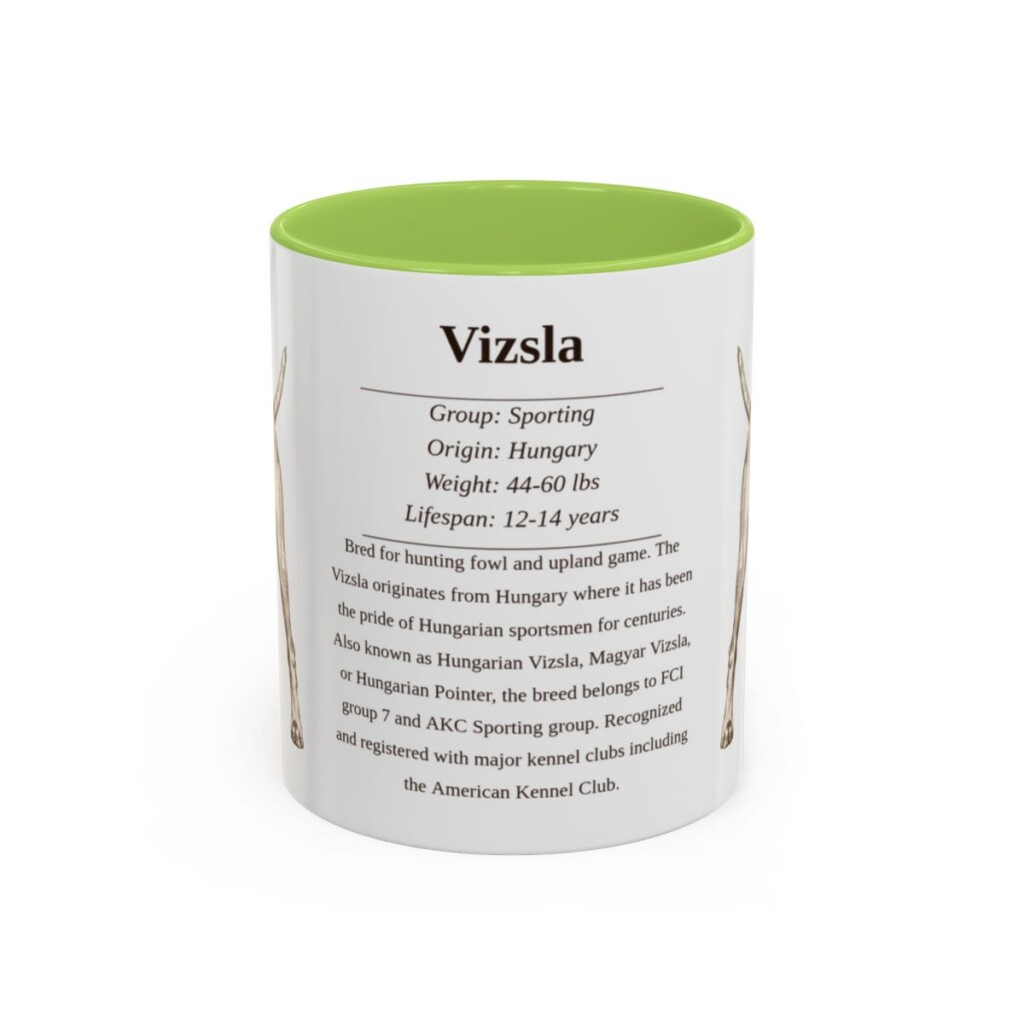 11oz Vizsla Mug, Light Green, front view