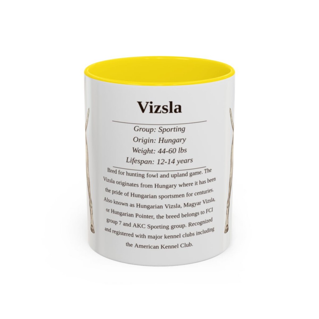 11oz Vizsla Mug, Yellow, front view