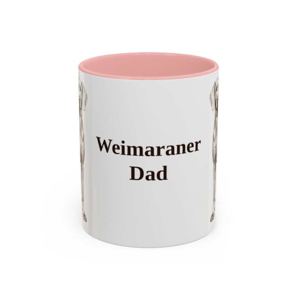 11oz Weimaraner Dog Dad Mug, Pink, front view