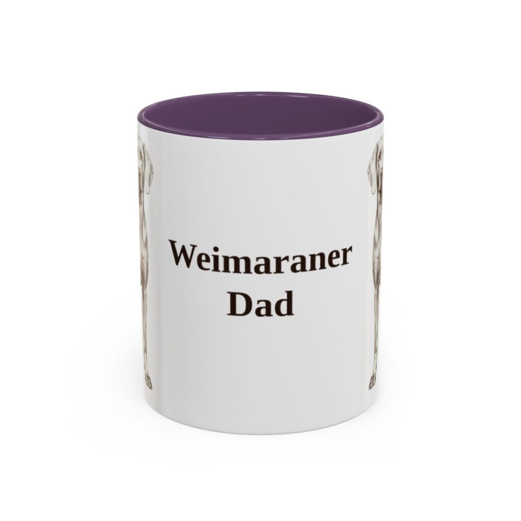 11oz Weimaraner Dog Dad Mug, Purple, front view