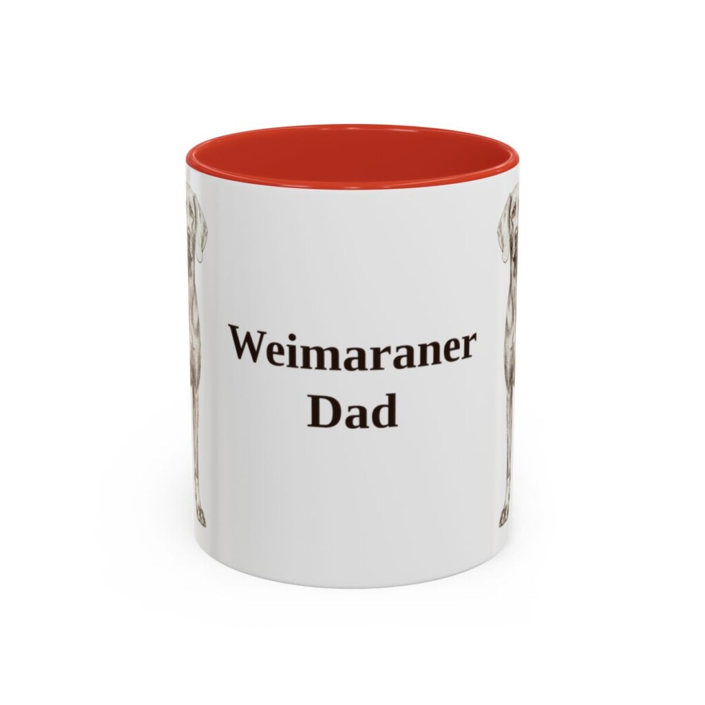 11oz Weimaraner Dog Dad Mug, Red, front view