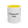 11oz Weimaraner Dog Dad Mug, Yellow, front view