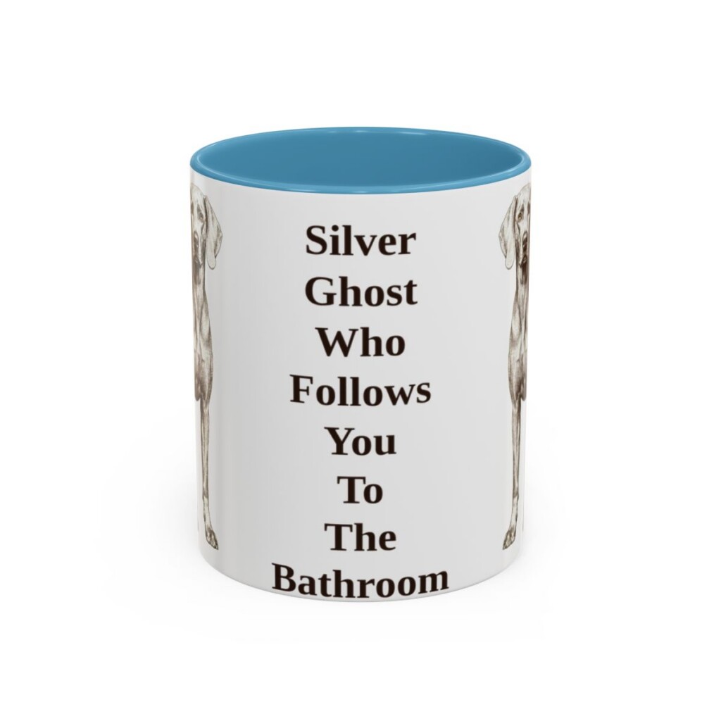 11oz Funny Weimaraner Mug, Light Blue, front view
