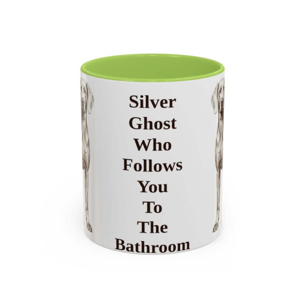 11oz Funny Weimaraner Mug, Light Green, front view