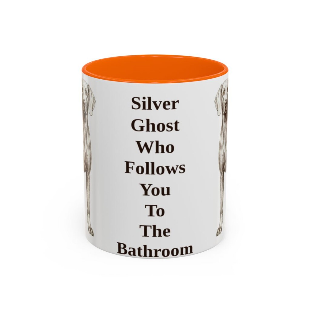 11oz Funny Weimaraner Mug, Orange, front view