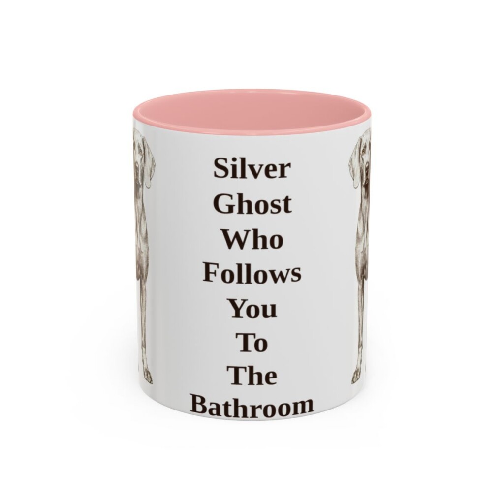 11oz Funny Weimaraner Mug, Pink, front view