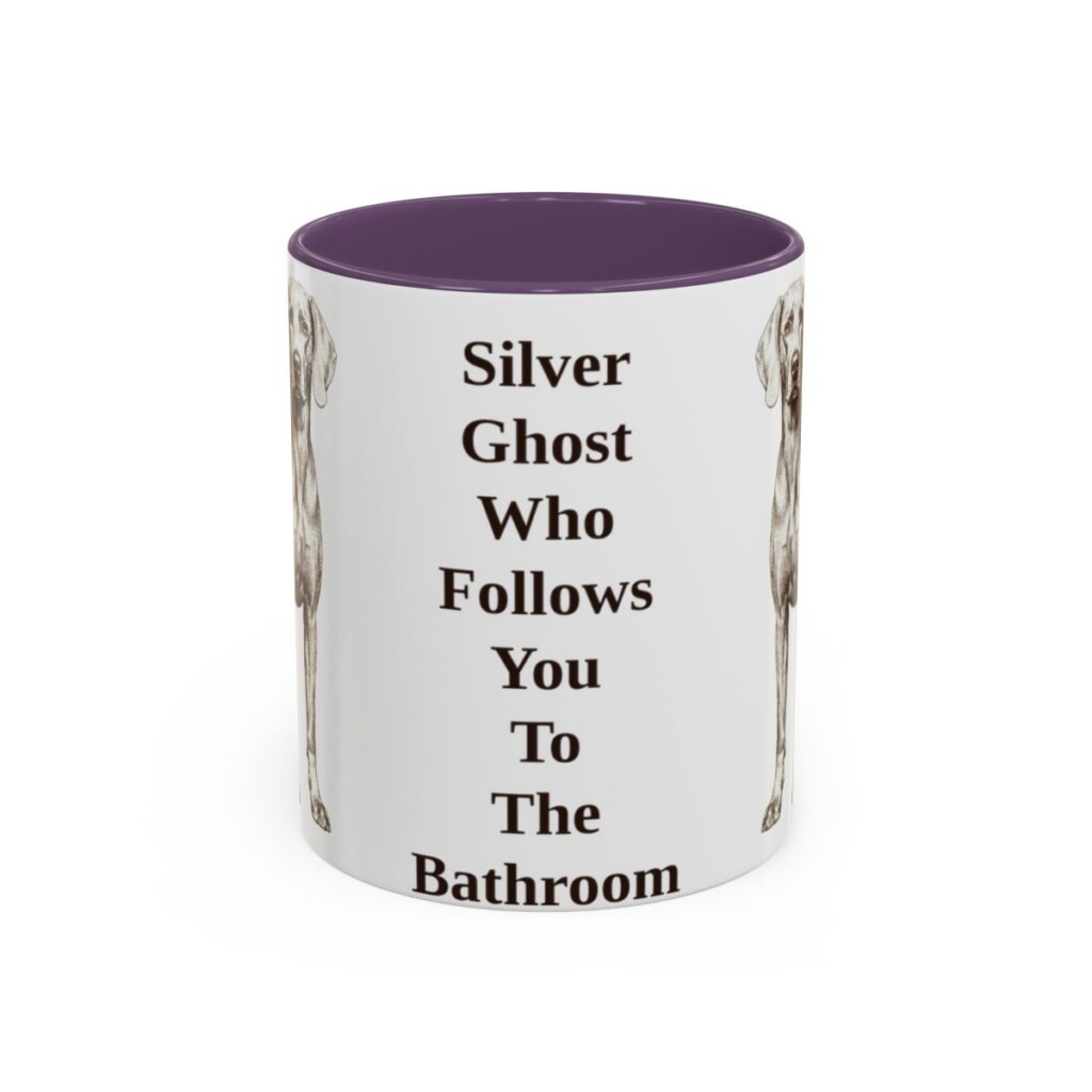 11oz Funny Weimaraner Mug, Purple, front view