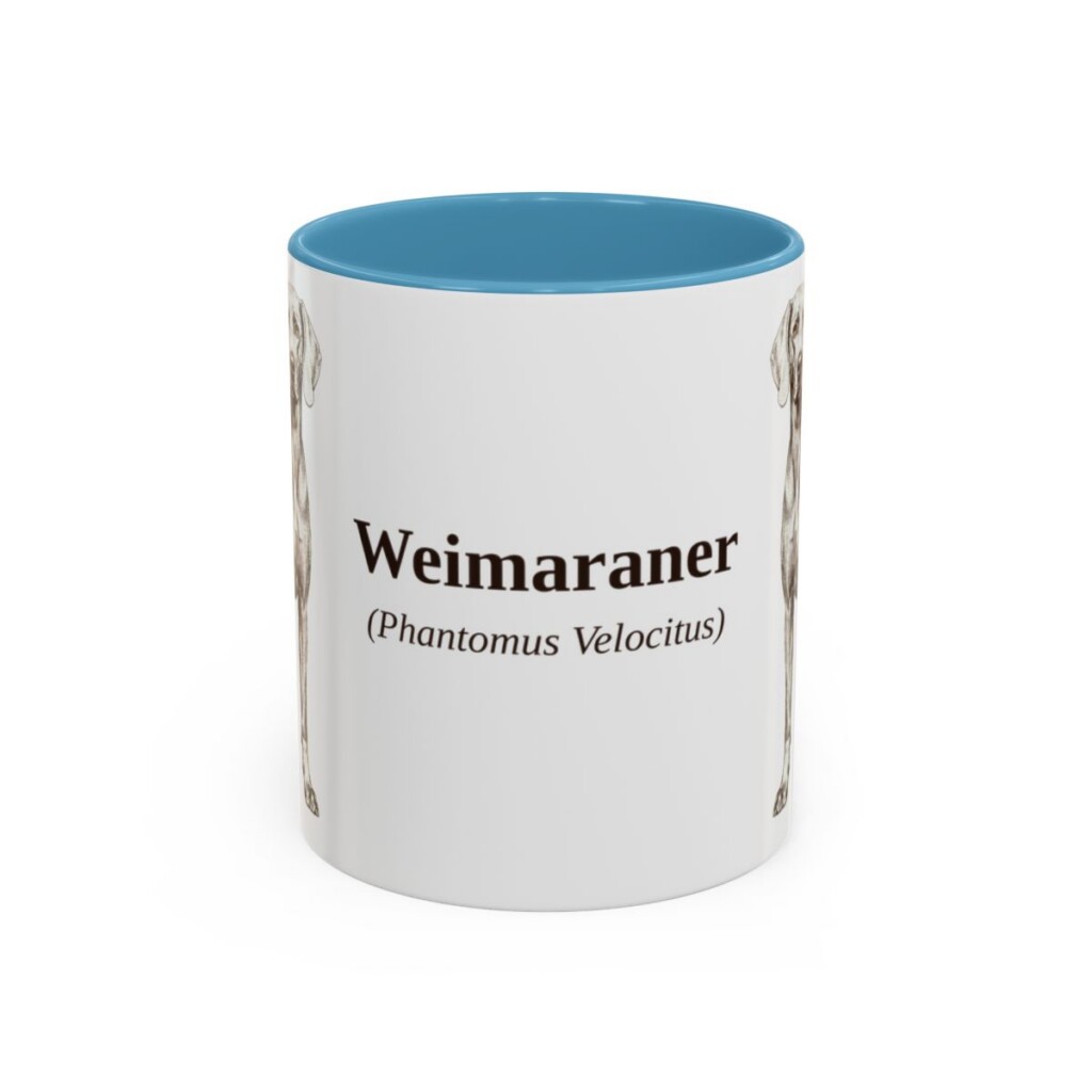 11oz Weimaraner Latin Mug, Light Blue, front view