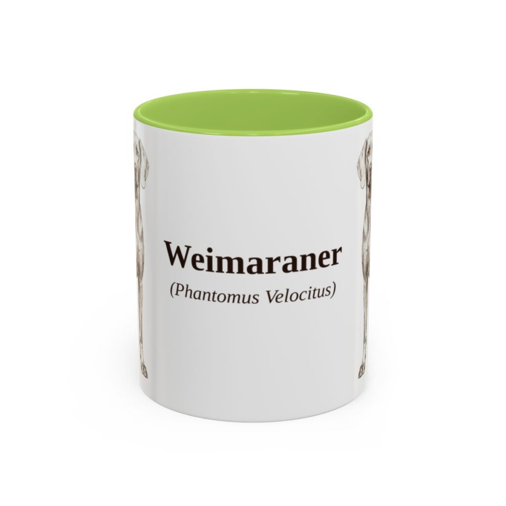 11oz Weimaraner Latin Mug, Light Green, front view
