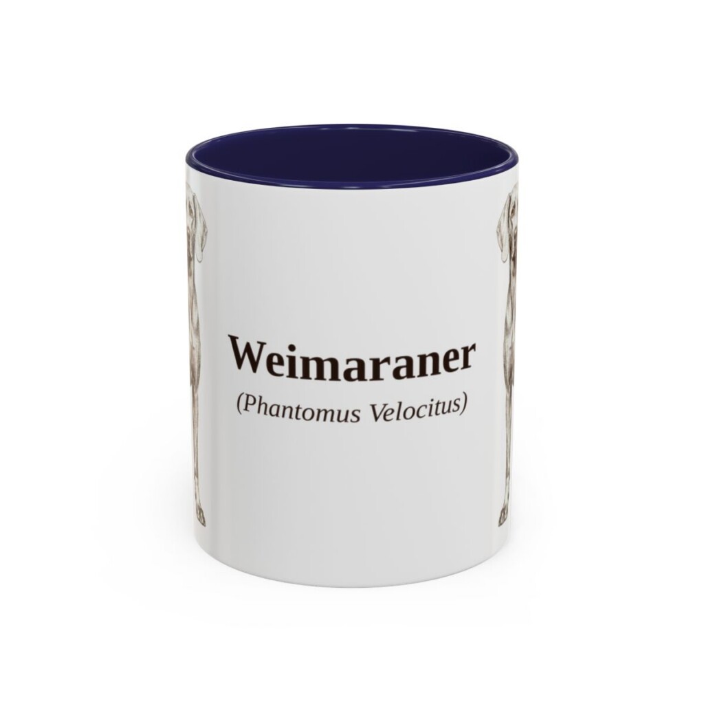 11oz Weimaraner Latin Mug, Navy, front view