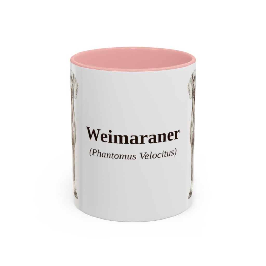 11oz Weimaraner Latin Mug, Pink, front view