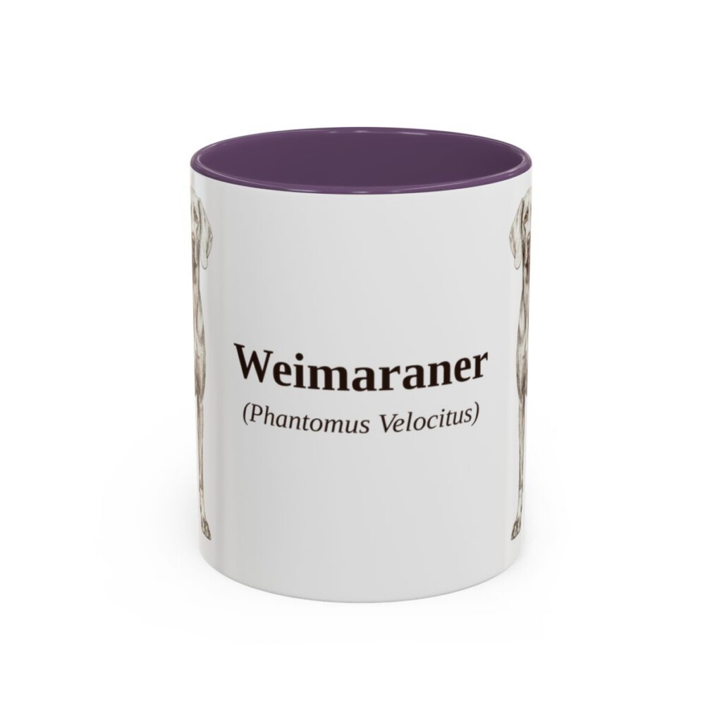 11oz Weimaraner Latin Mug, Purple, front view
