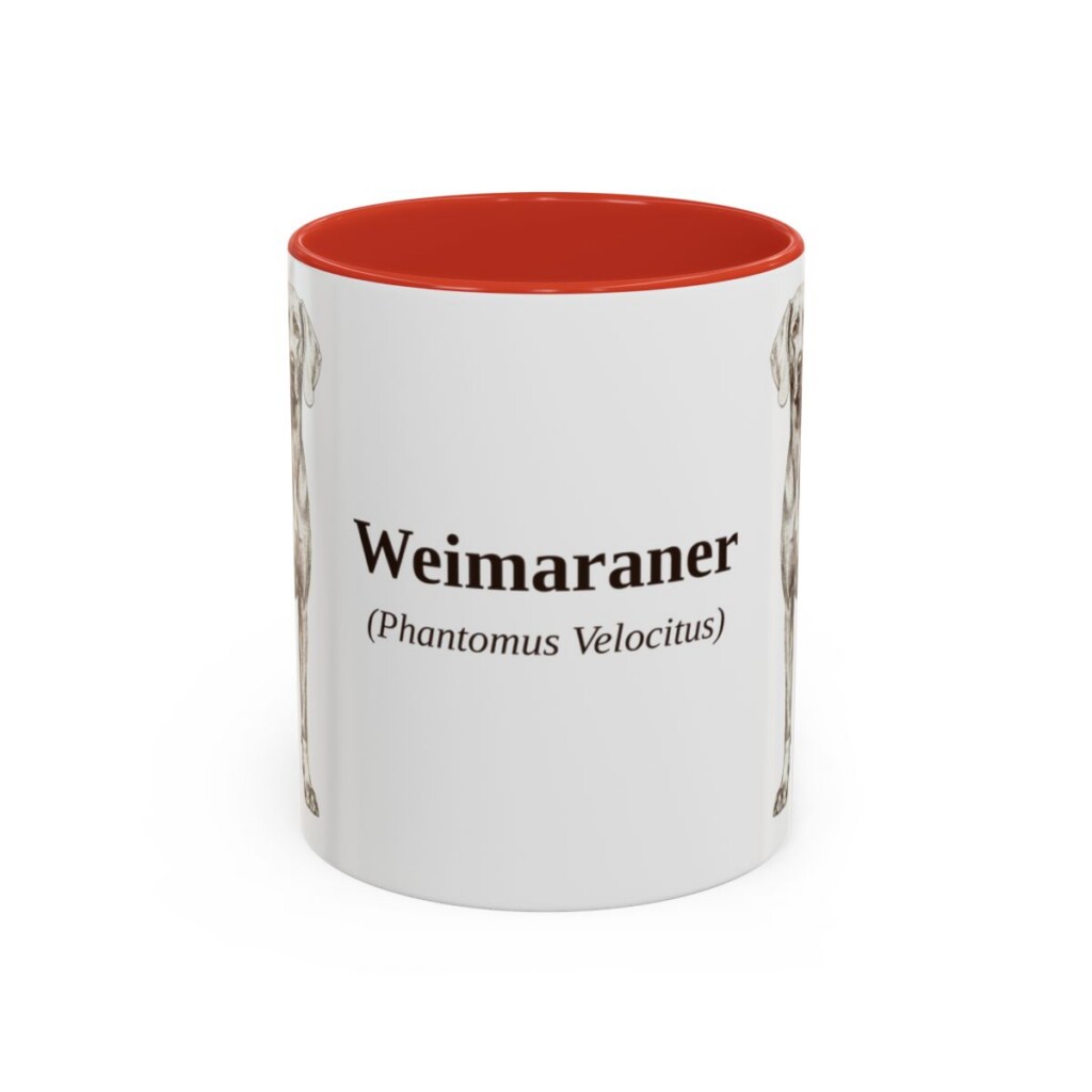 11oz Weimaraner Latin Mug, Red, front view