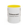 11oz Weimaraner Latin Mug, Yellow, front view