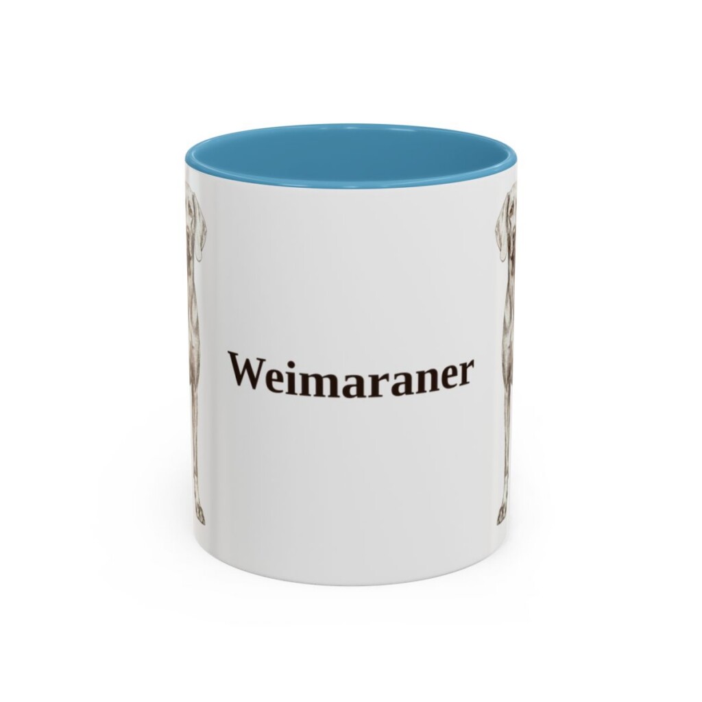 11oz Weimaraner Mug, Light Blue, front view
