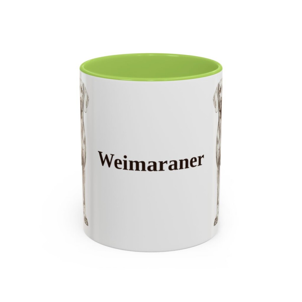 11oz Weimaraner Mug, Light Green, front view