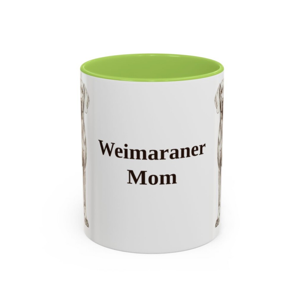 11oz Weimaraner Dog Mom Mug, Light Green, front view
