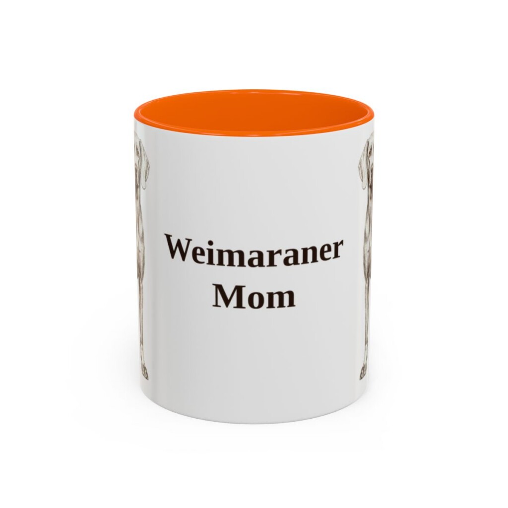11oz Weimaraner Dog Mom Mug, Orange, front view