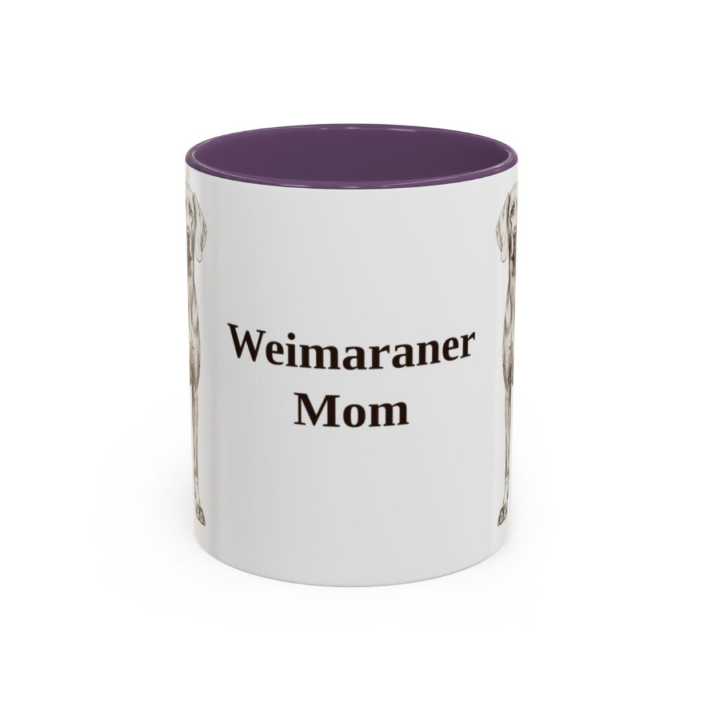 11oz Weimaraner Dog Mom Mug, Purple, front view