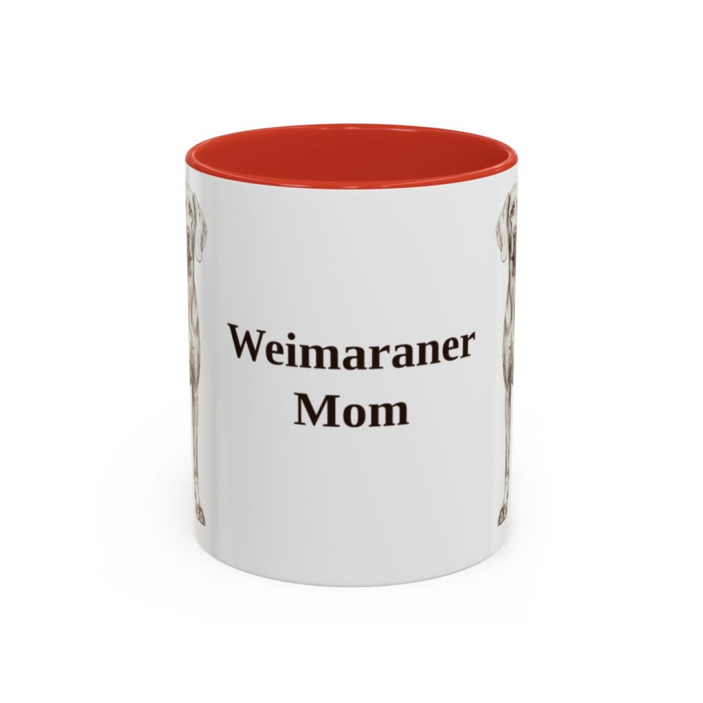 11oz Weimaraner Dog Mom Mug, Red, front view