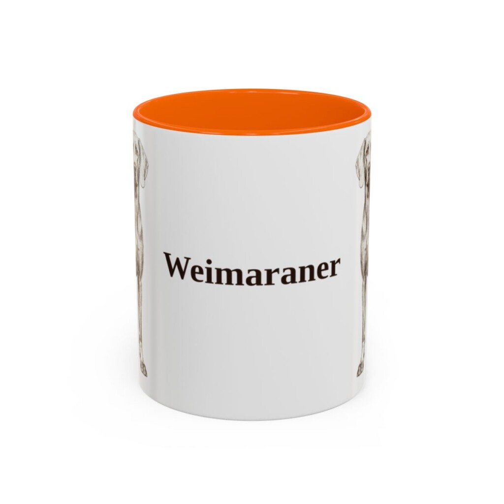 11oz Weimaraner Mug, Orange, front view