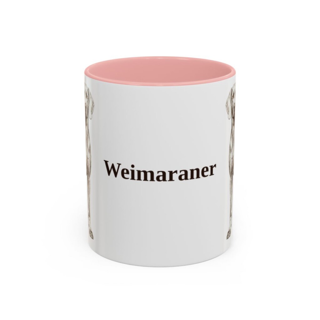 11oz Weimaraner Mug, Pink, front view