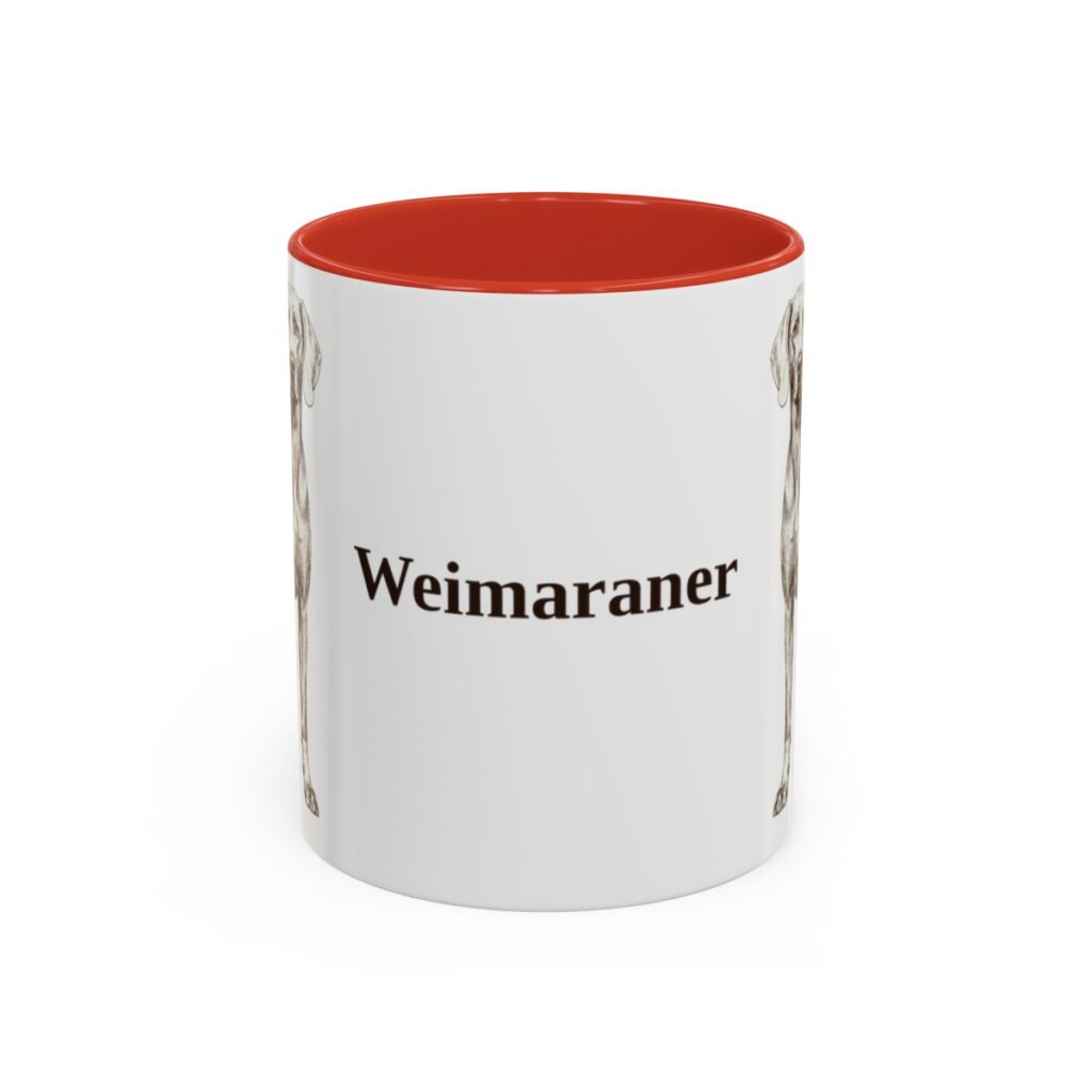 11oz Weimaraner Mug, Red, front view