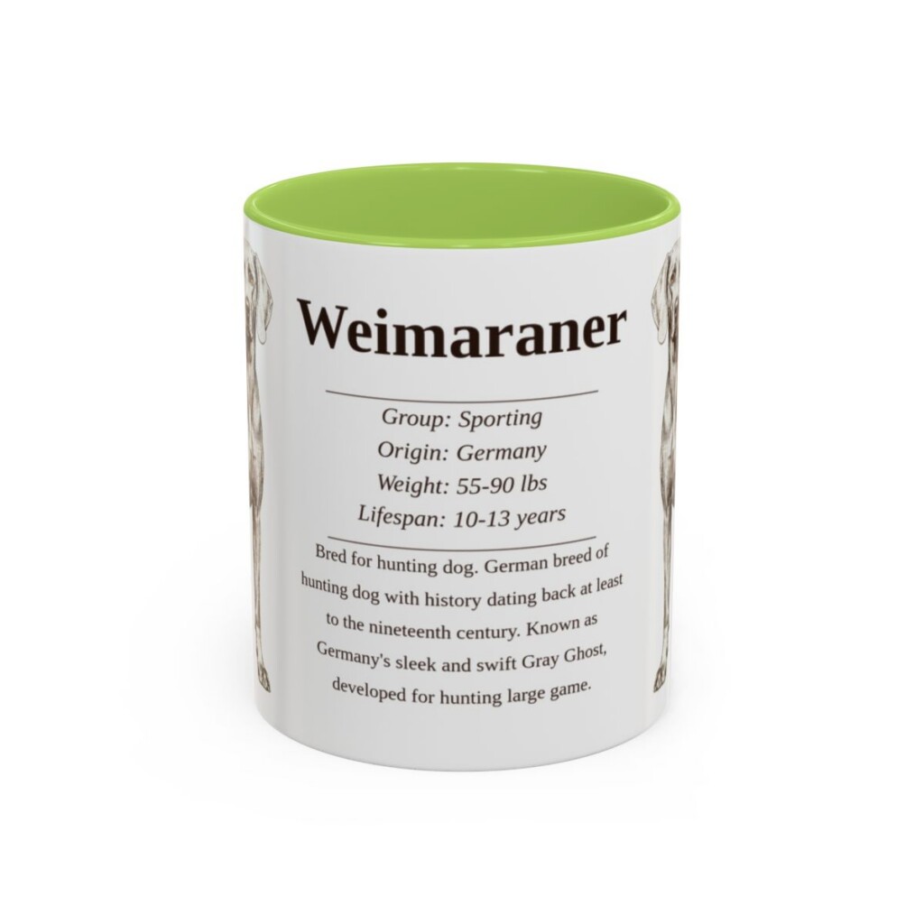 11oz-weimaraner-mug-writeup-light-green 11oz Weimaraner Mug, Light Green, front view