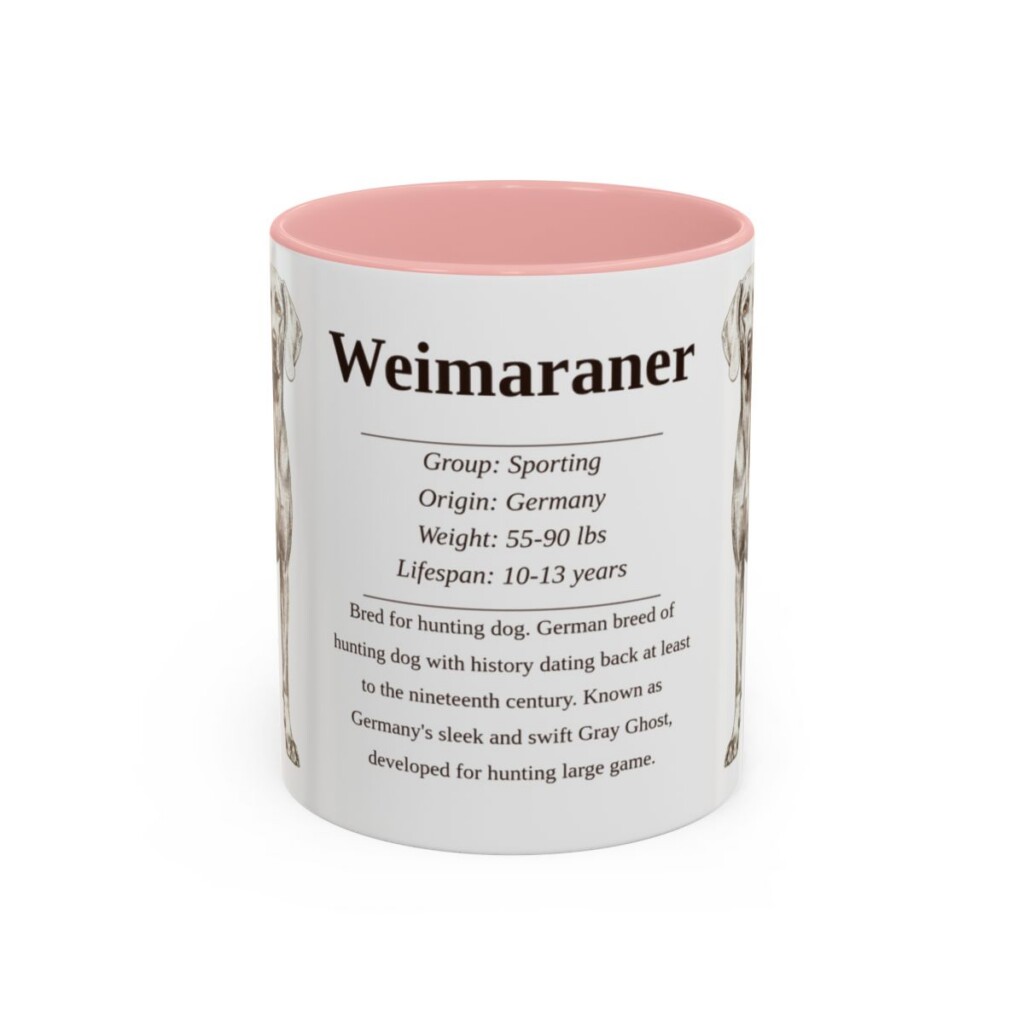 11oz-weimaraner-mug-writeup-pink 11oz Weimaraner Mug, Pink, front view