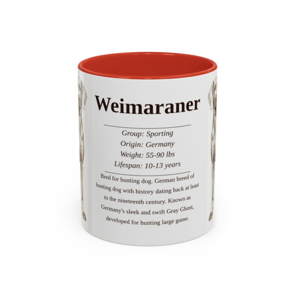 11oz-weimaraner-mug-writeup-red 11oz Weimaraner Mug, Red, front view