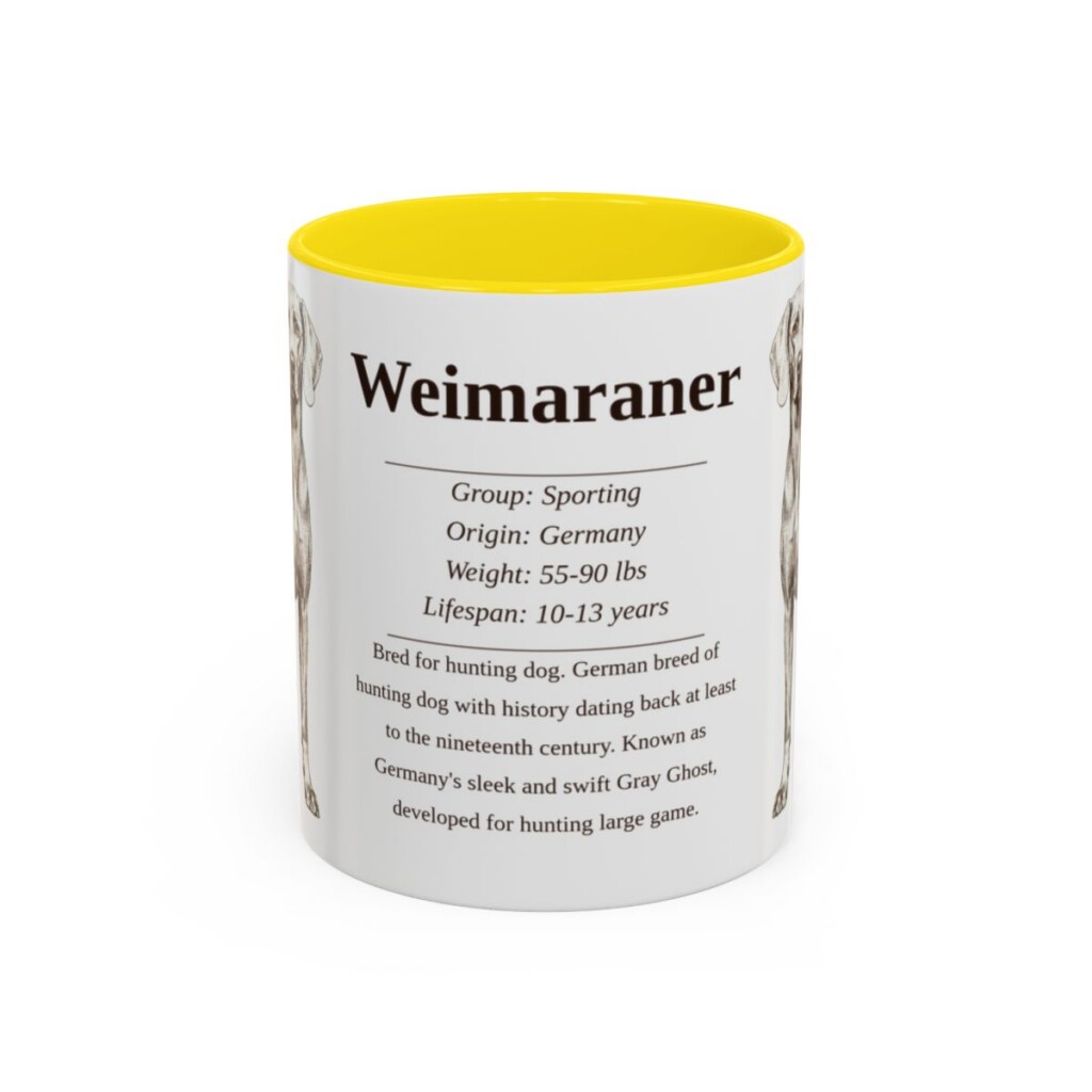 11oz-weimaraner-mug-writeup-yellow 11oz Weimaraner Mug, Yellow, front view
