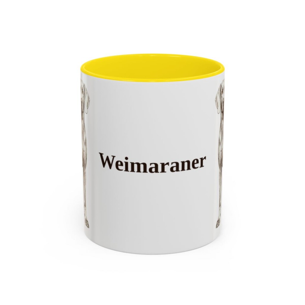 11oz Weimaraner Mug, Yellow, front view