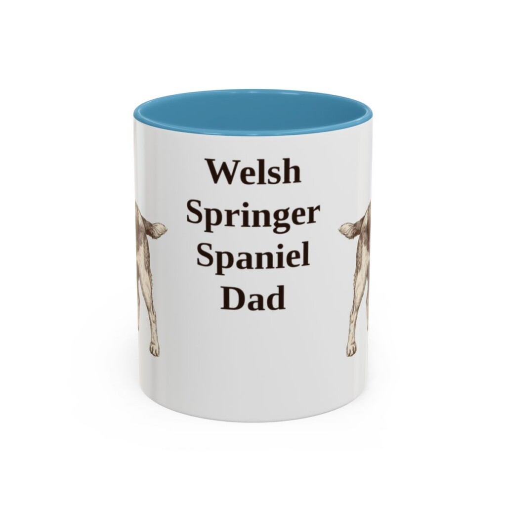 11oz Welsh Springer Spaniel Dog Dad Mug, Light Blue, front view
