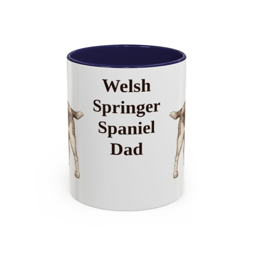 11oz Welsh Springer Spaniel Dog Dad Mug, Navy, front view