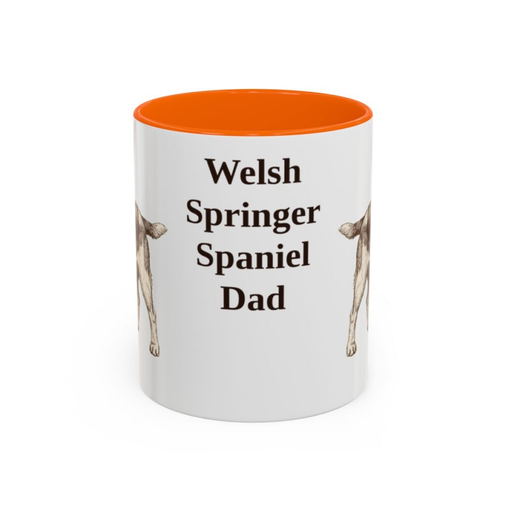 11oz Welsh Springer Spaniel Dog Dad Mug, Orange, front view