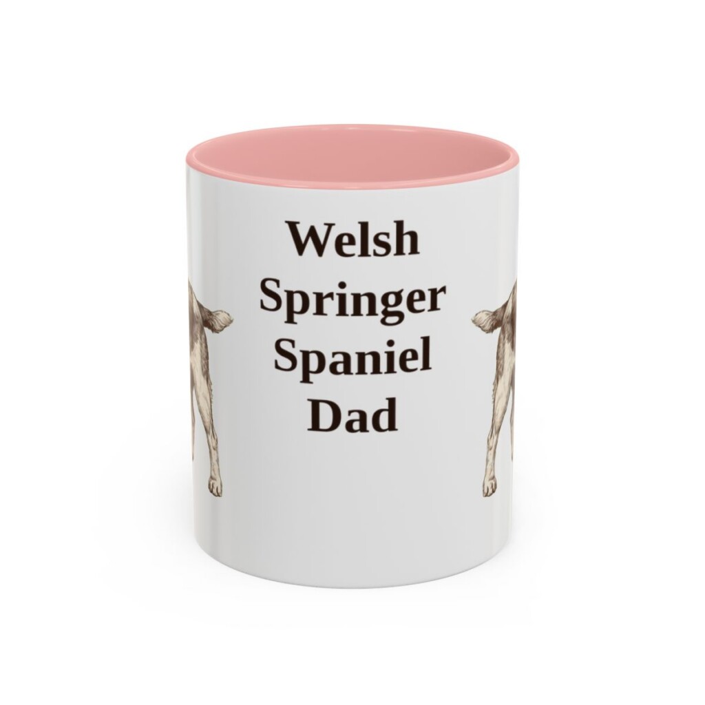11oz Welsh Springer Spaniel Dog Dad Mug, Pink, front view