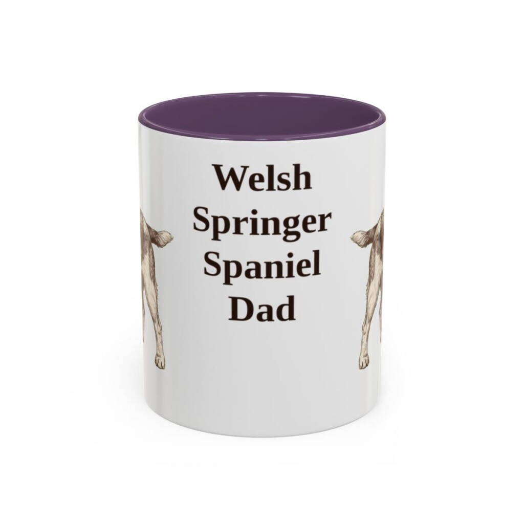 11oz Welsh Springer Spaniel Dog Dad Mug, Purple, front view