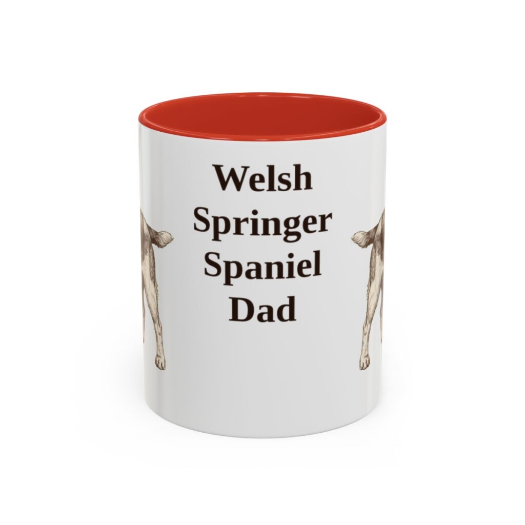 11oz Welsh Springer Spaniel Dog Dad Mug, Red, front view