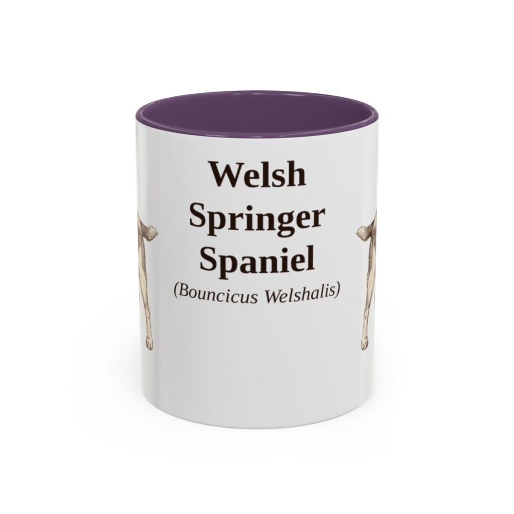 11oz Welsh Springer Spaniel Latin Mug, Purple, front view