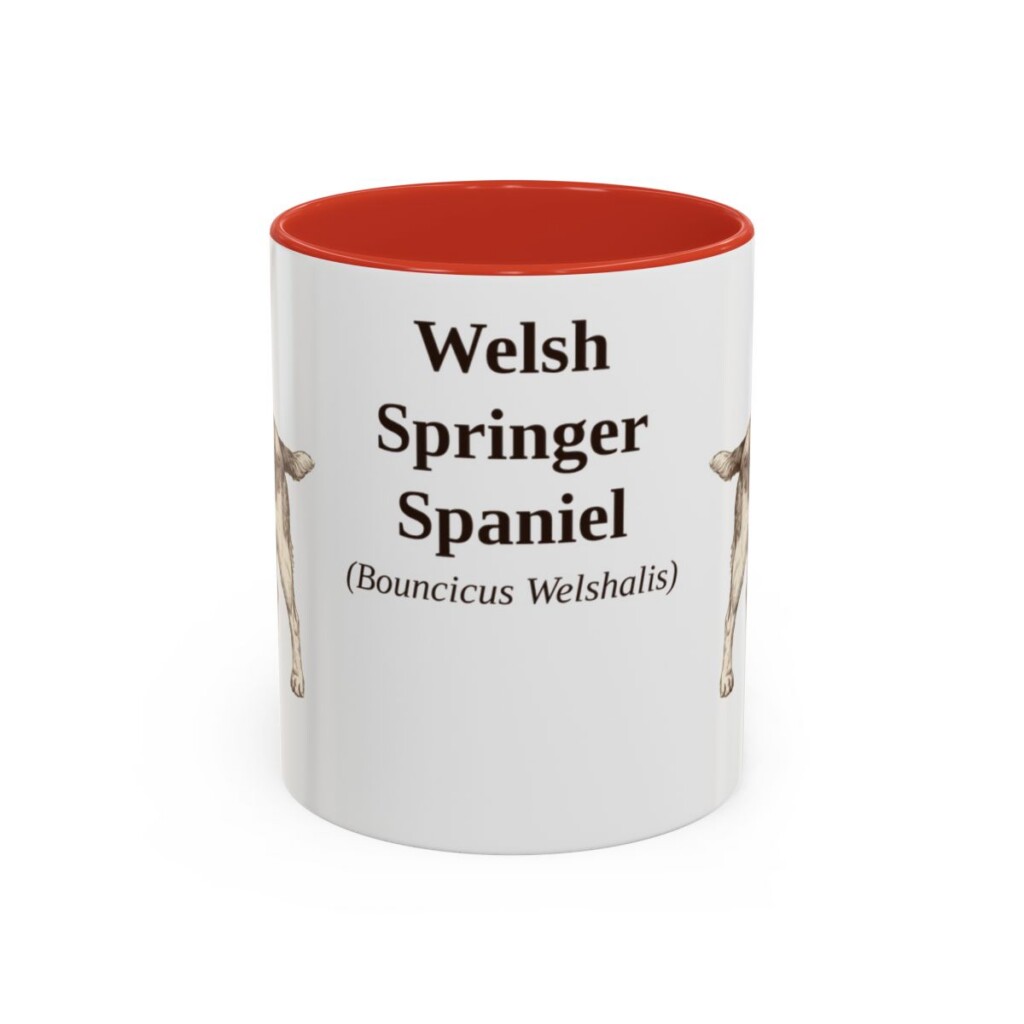 11oz Welsh Springer Spaniel Latin Mug, Red, front view