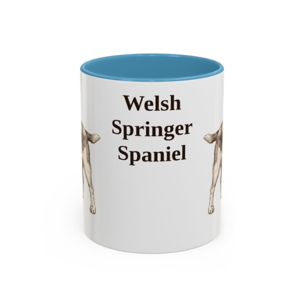 11oz Welsh Springer Spaniel Mug, Light Blue, front view
